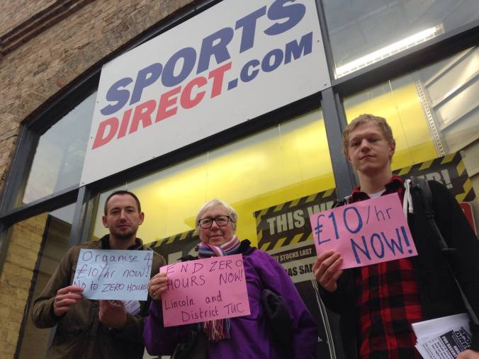 Protesters outside Sports Direct in Lincoln's St Marks Square